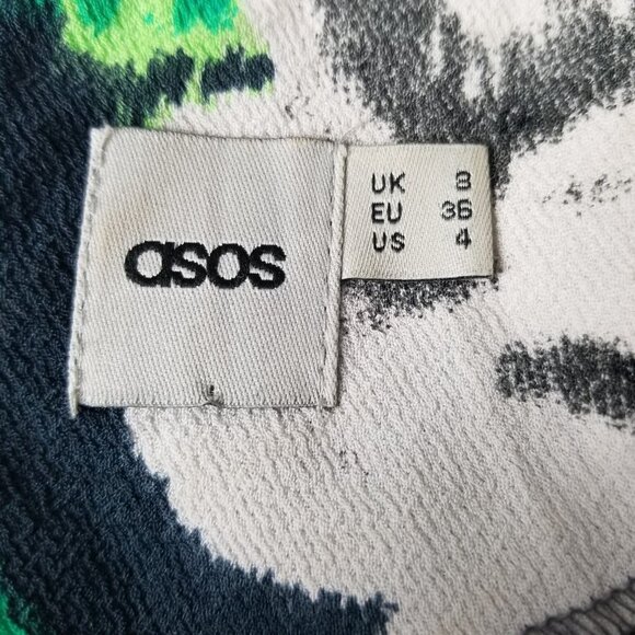 ASOS Size 4 Bright Floral Wiggle Print Short‎ Sleeve Midi Dress Pockets - Picture 11 of 13